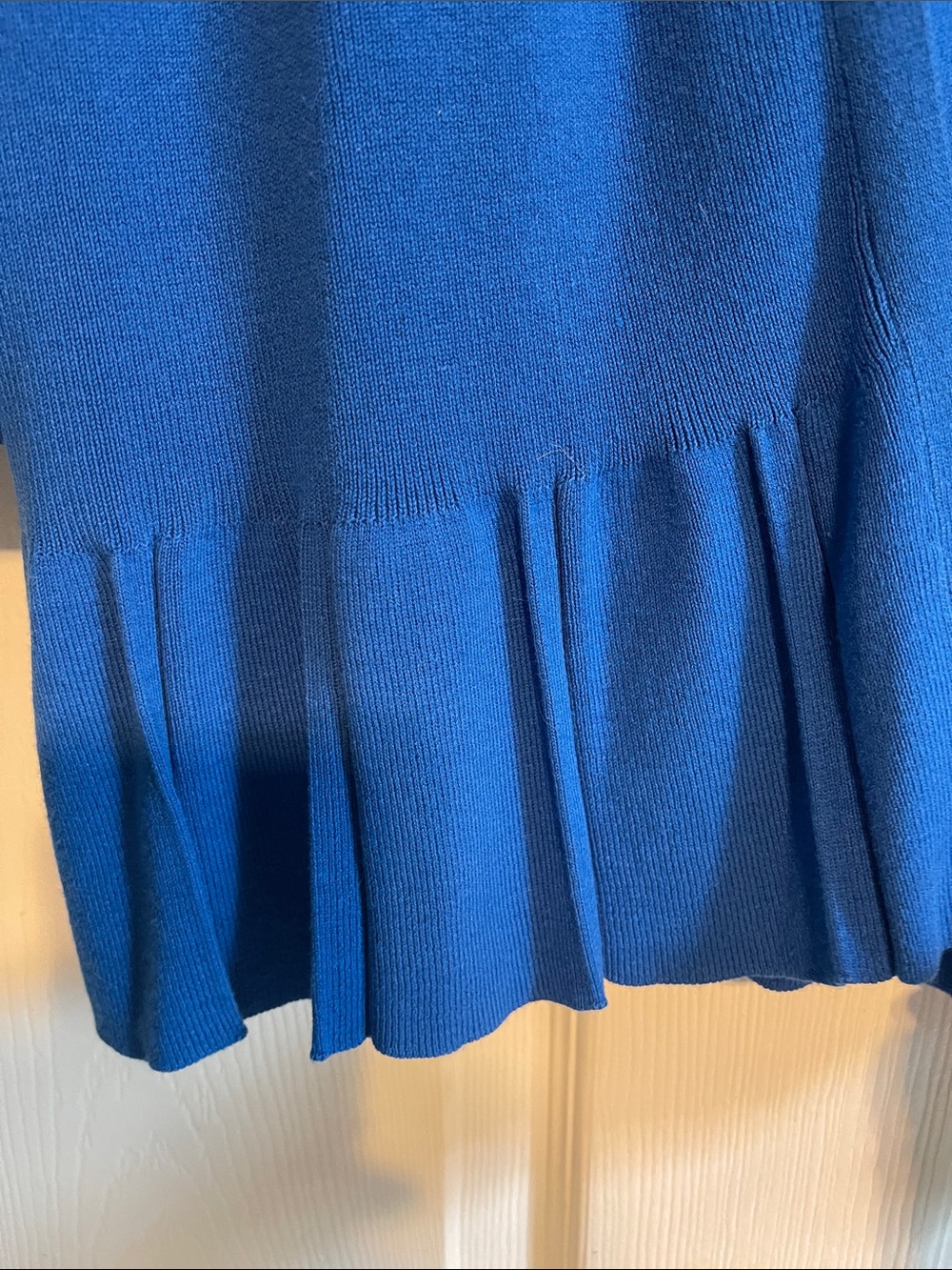 Talbots Royal Blue Open-Front Ruffle-Hem Cardigan - Picture 3 of 4